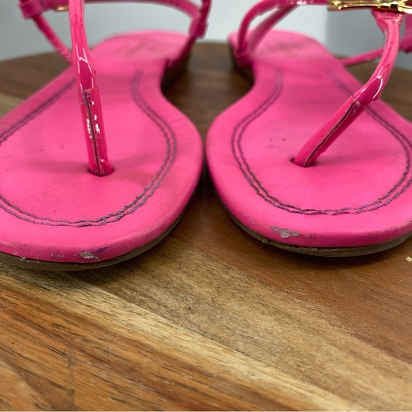 Kate spade Tracie flat sandals hot pink gold bow Sz 6 - Picture 3 of 9